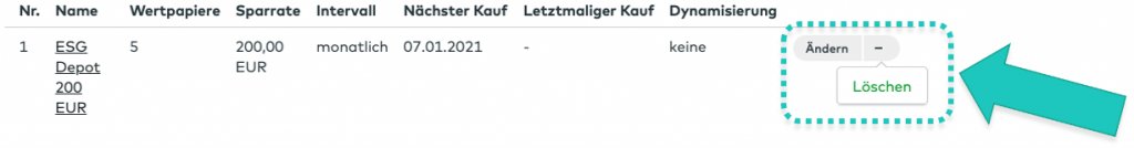 ETF Sparplan löschen